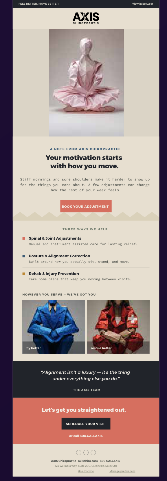 AXIS campaign as a marketing email