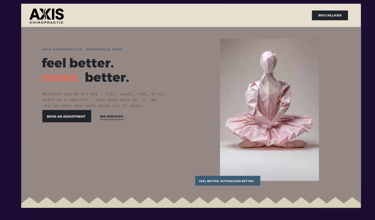 AXIS campaign as a website landing page