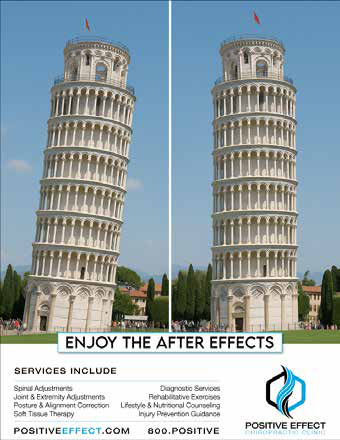 Positive Effect campaign — leaning tower of Pisa straightened